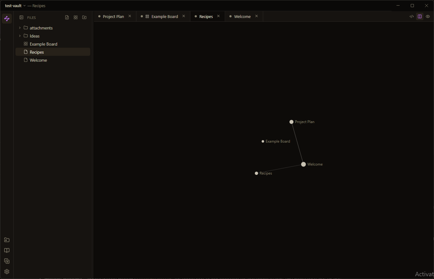 Basalt force-directed graph view of linked notes